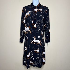 OTTOD’AME Black Horse Print Sheath Dress - Sz 2